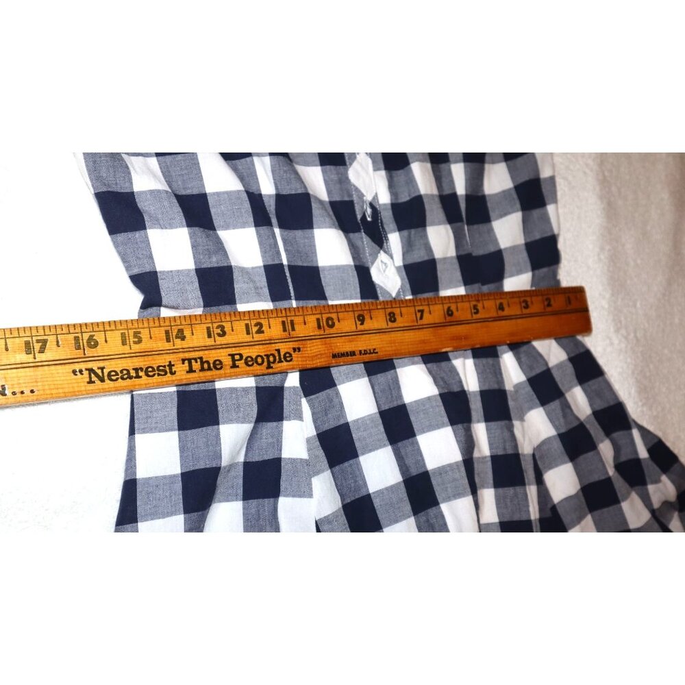 Maison Jules Blue Gingham Shirt Dress Sleeveless Fit and Flare Cotton Sundress M - Picture 6 of 9